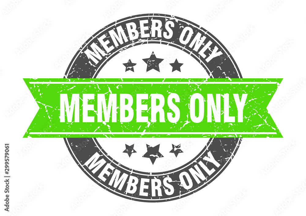 Fototapeta premium members only round stamp with green ribbon. members only