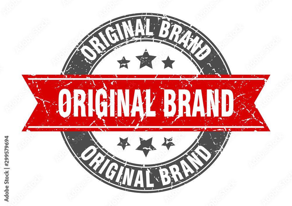original brand round stamp with red ribbon. original brand original brand round stamp with red ribbon. original brand
