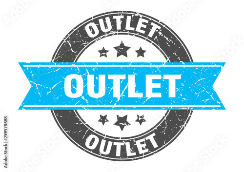 outlet round stamp with turquoise ribbon. outlet