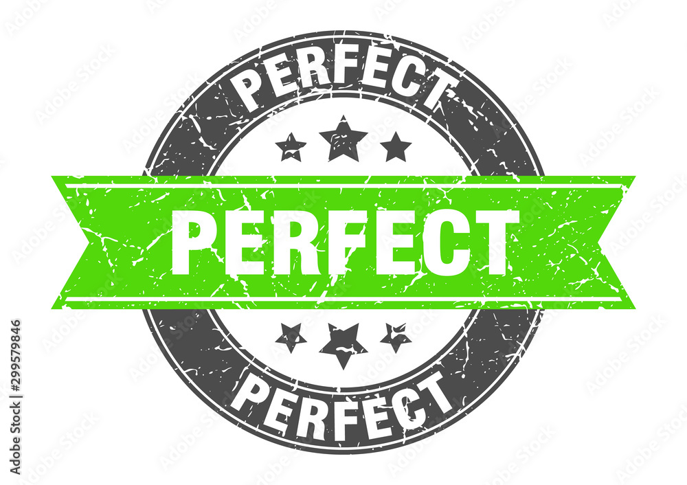 Fototapeta premium perfect round stamp with green ribbon. perfect