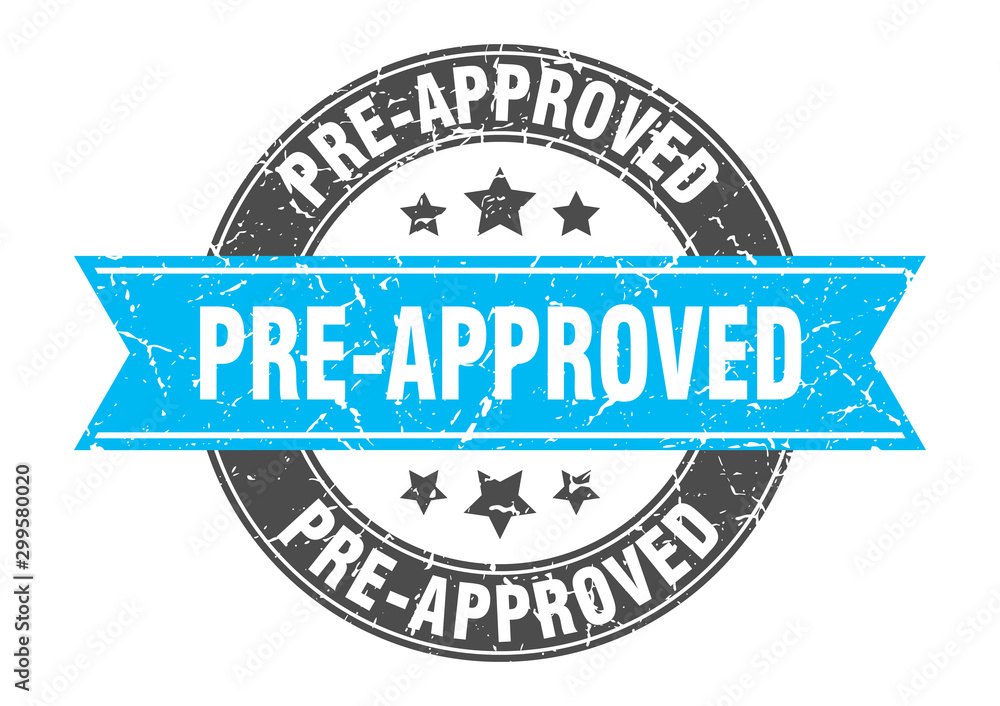pre-approved round stamp with turquoise ribbon. pre-approved