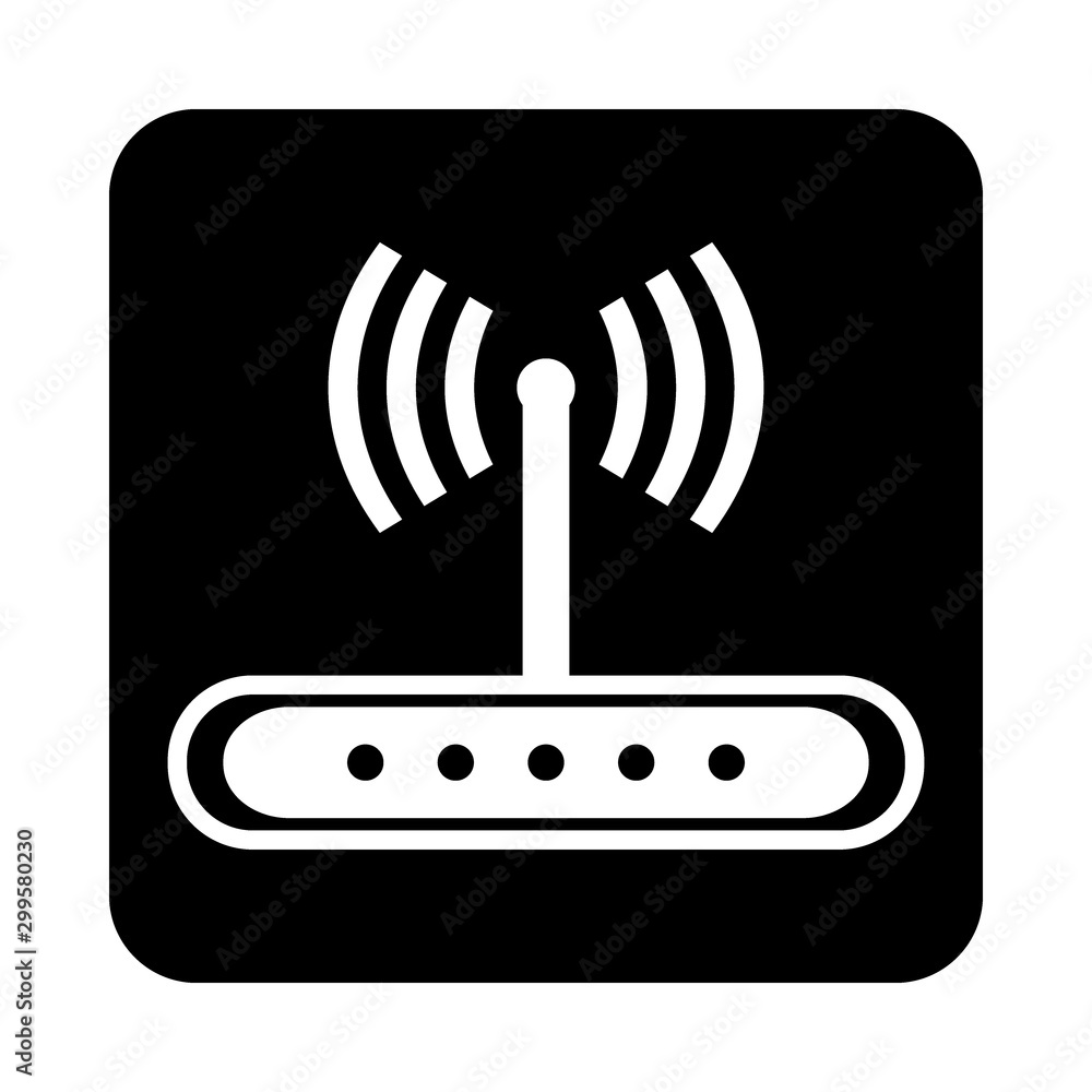 Router icon on black. Router icon on black.