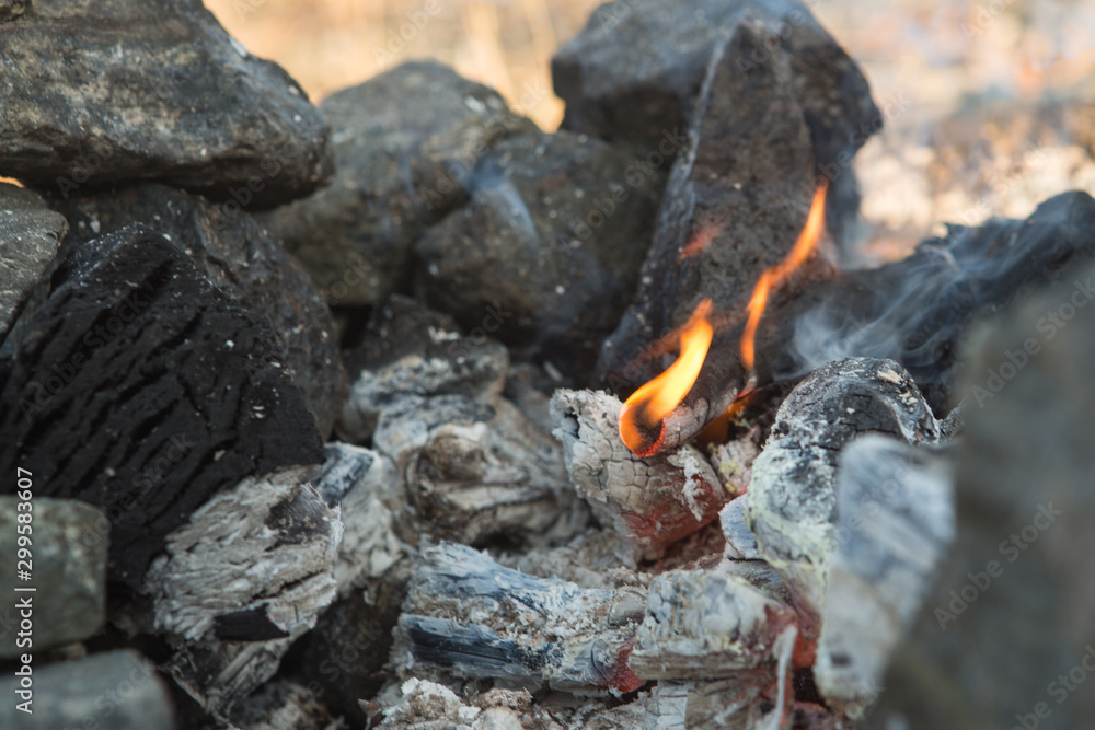 Embers. Ashes in the barbecue.Hot burning coals Embers. Ashes in the barbecue.Hot burning coals
