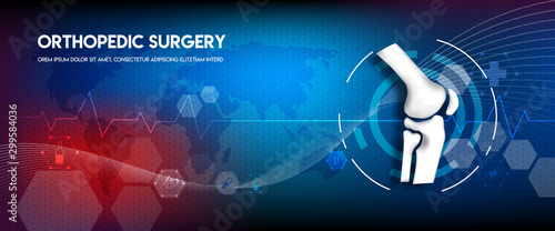 Medical orthopedic abstract background. Treatment for orthopedics traumatology of knee bones and joints injury. Medical presentation, hospital. Vector illustration	