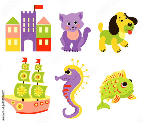 Cute baby icons with animals.  © Alena