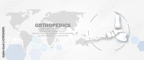 Medical orthopedic abstract background. Treatment for orthopedics traumatology of foot and ankle bones and joints injury. Medical presentation, hospital. Vector illustration	