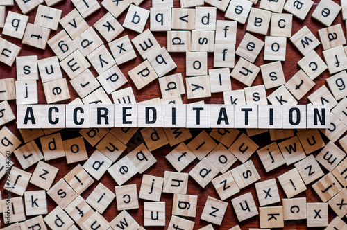 Fotografija Accreditation word concept on cubes for articles