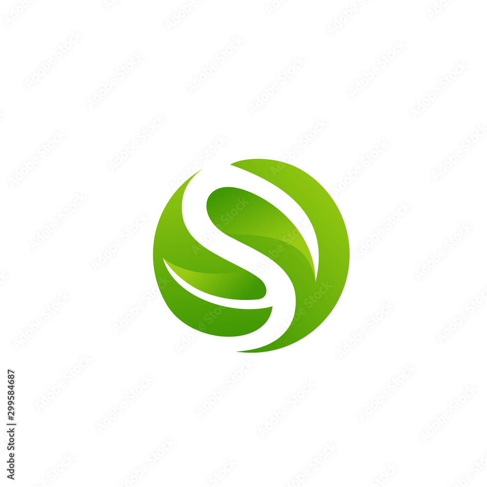 Initial S / Letter S leaf logo design Initial S / Letter S leaf logo design