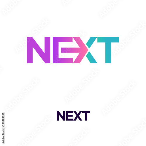 Next word with arrow Letter Logo design Template photo
