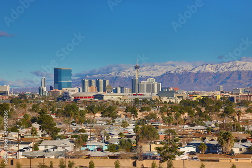 Skyline of Las Vegas in winter 2017