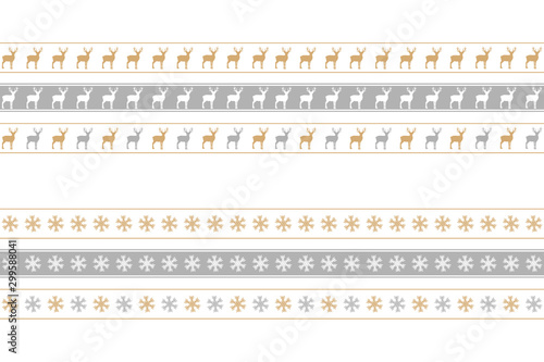 christmas seamless border set with snowflake and deer pattern vector illustration EPS10