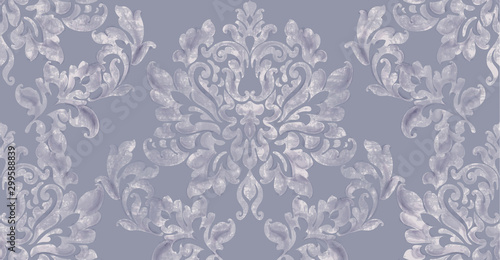 Rococo texture pattern Vector. Floral ornament decoration. Victorian engraved...