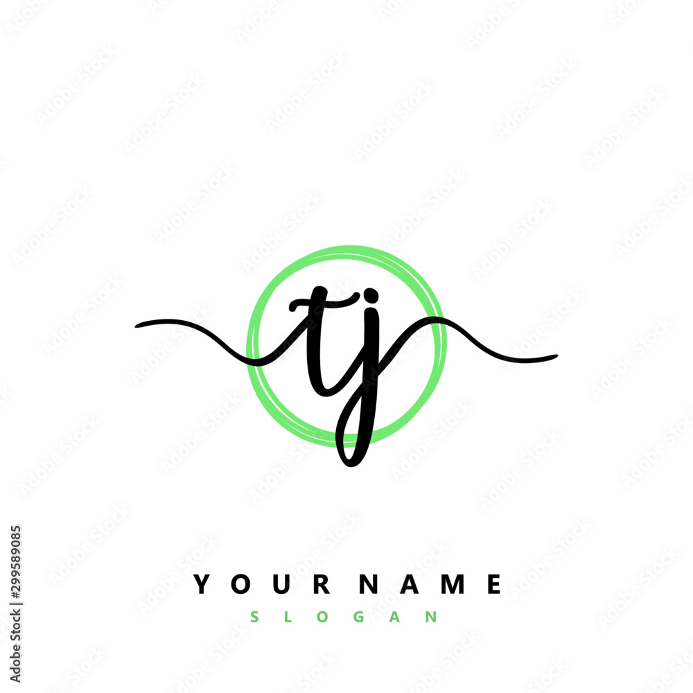 TJ Initial handwriting logo vector TJ Initial handwriting logo vector