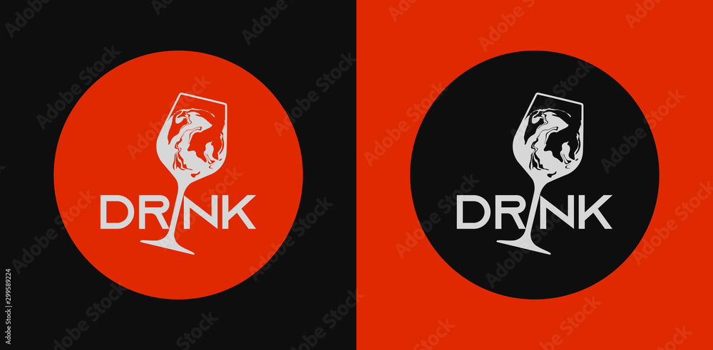 illustration of drink glass with liquid effect. Idea for logo and design for event promotion.