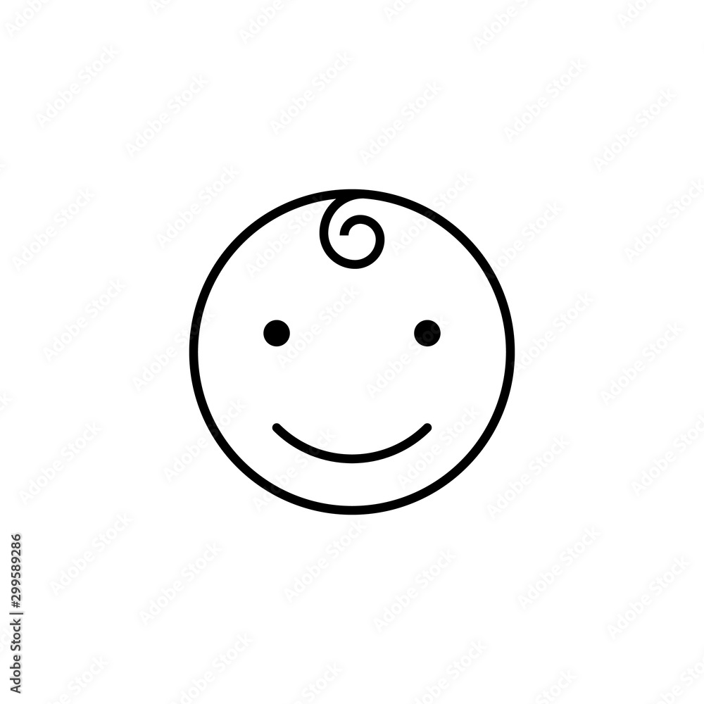 Simple baby face icon isolated on white background Simple baby face icon isolated on white background