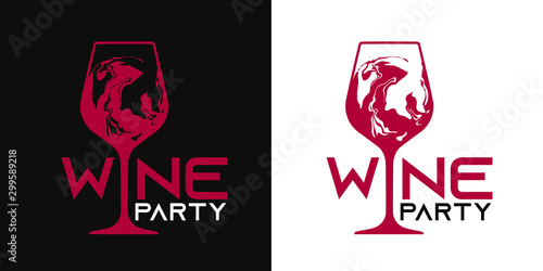 Wine glass illustration with liquid effect. Idea for logo, promotion of wine events.