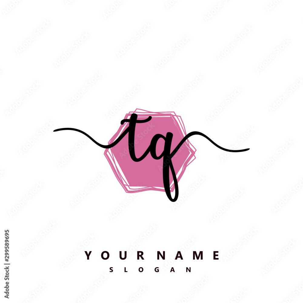 TQ Initial handwriting logo vector TQ Initial handwriting logo vector