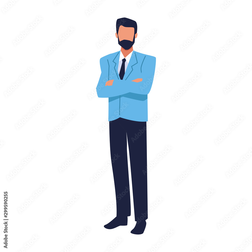 avatar businessman standing icon, flat design