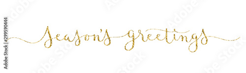 SEASON'S GREETINGS vector brush calligraphy banner with swashes