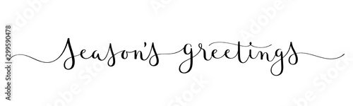 SEASON'S GREETINGS vector brush calligraphy banner with swashes