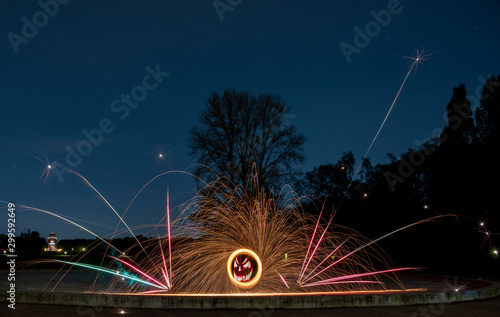 Steel wool Firework - Fun with fire and burning steel photo