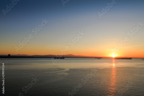 Long Beach port  California at dawn