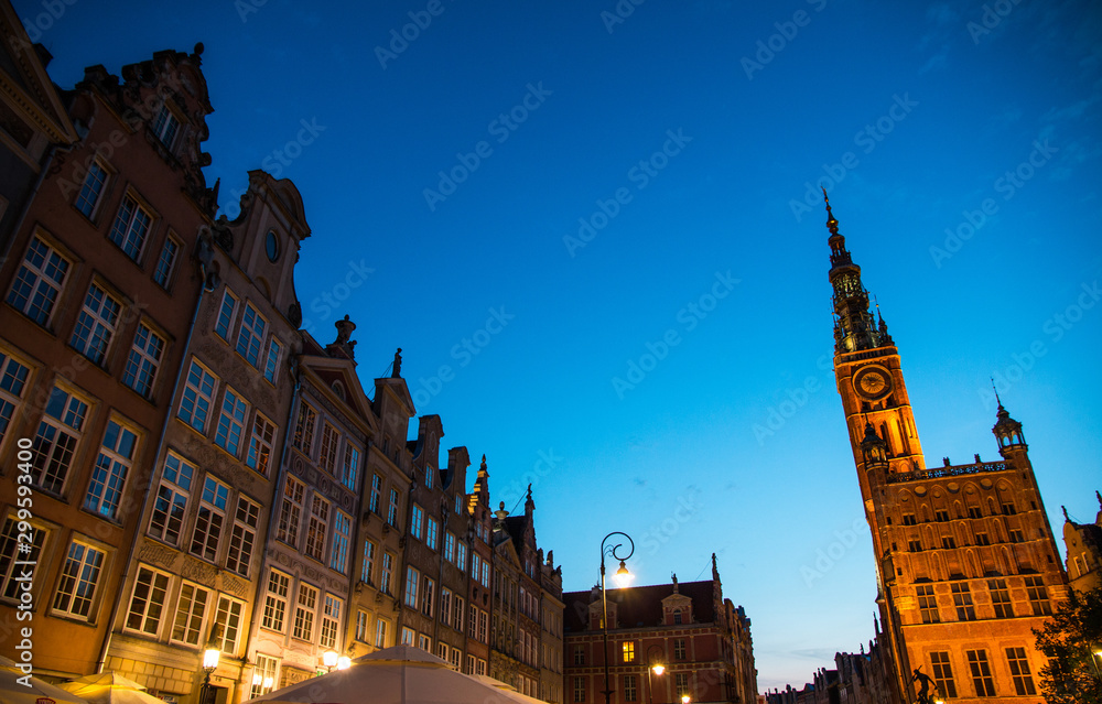 city of Gdansk by night, Poland
