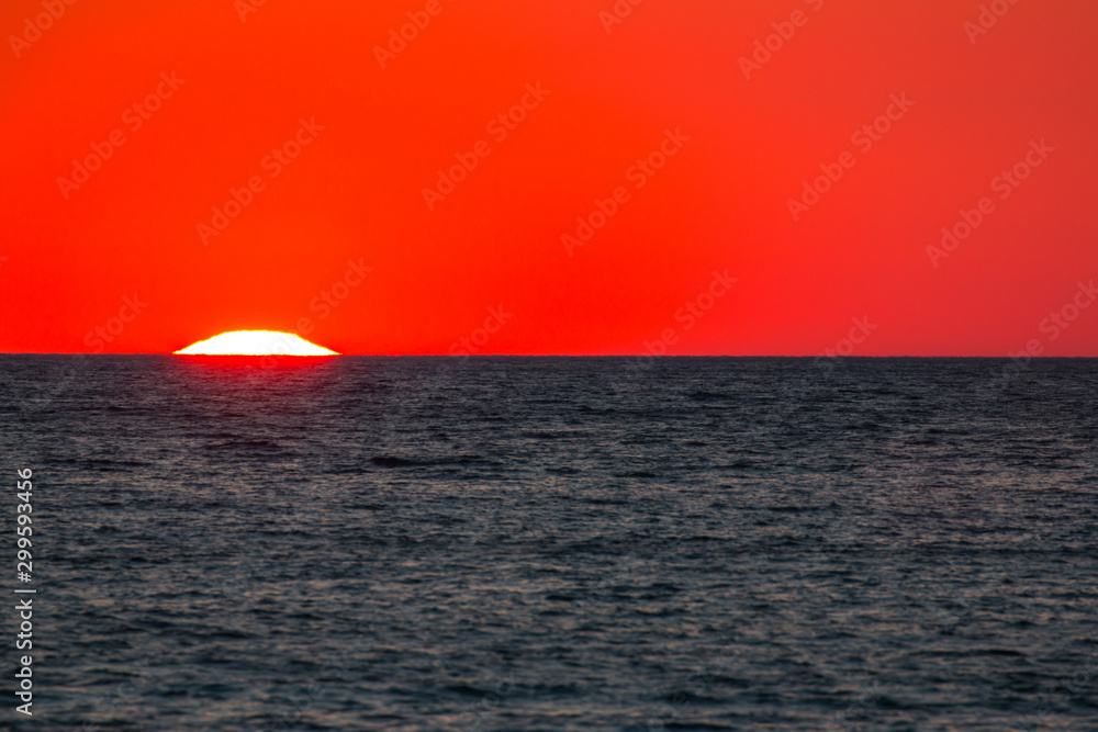 Ionian sea , red sunset, Salento, Italy