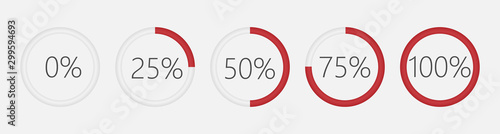 Modern circle progress bar, loading and buffering percentage icon set vector illustration. Web icon