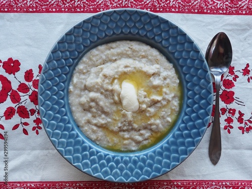Traditional Finnish puuro, porridge with butter.