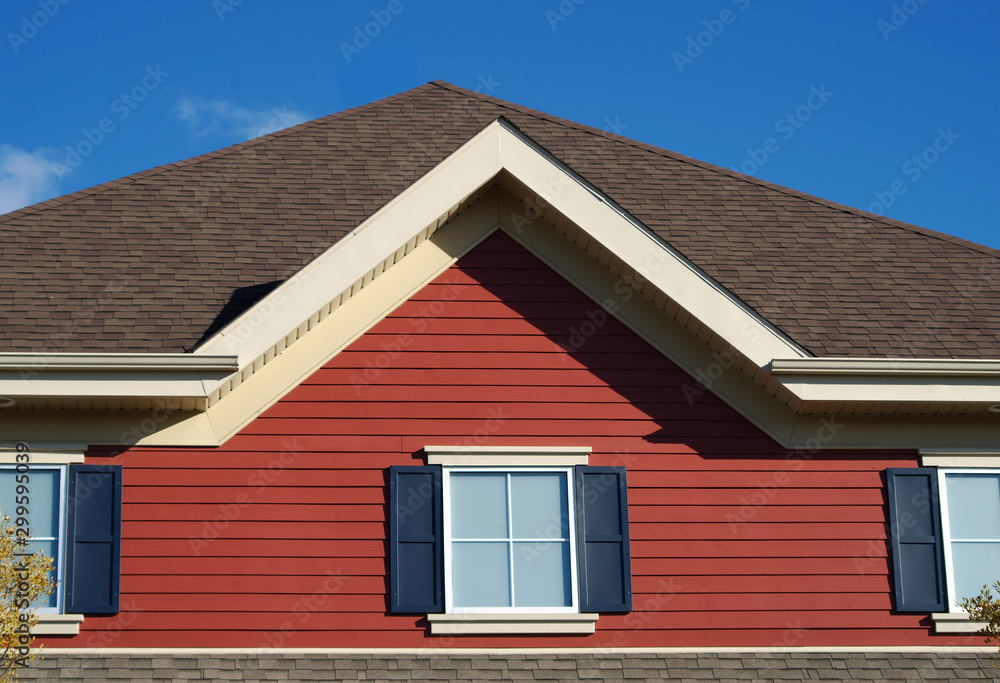 windows house roof pinion property residence home renting red facade
