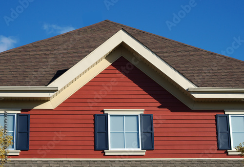 windows house roof pinion property residence home renting red facade