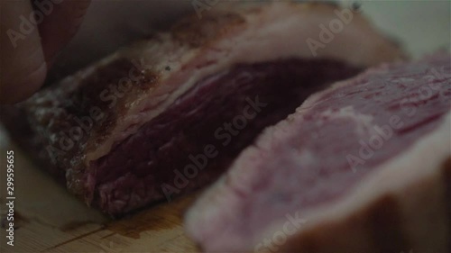 beef tenderloin cut in slices