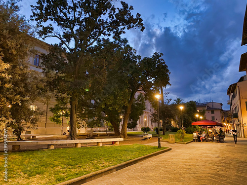 Картината върху платно Dante Alighieri Square at night in Pisa, Italy
