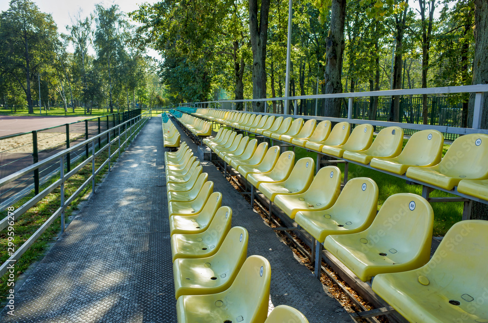 Spectator seats for watching the game of athletes at the stadium, Luzhniki, Moscow