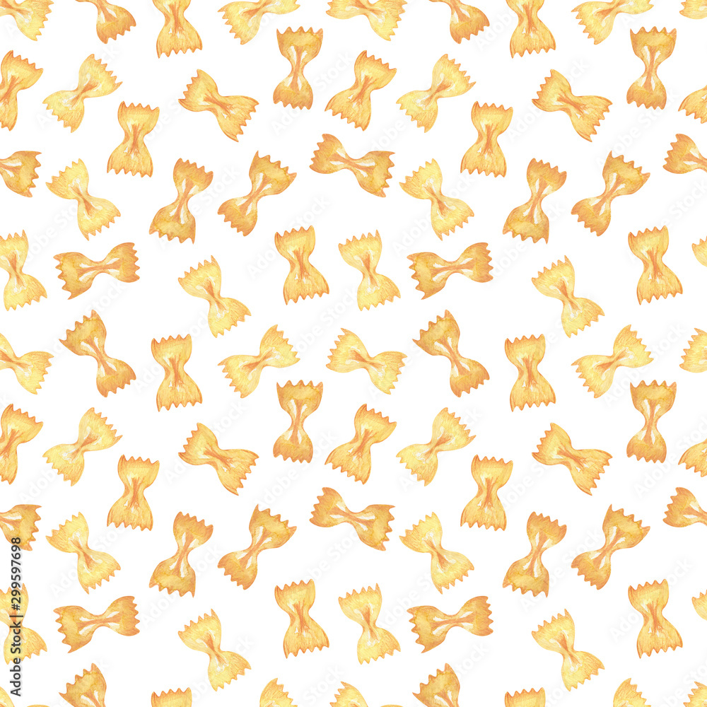Obraz premium Watercolor background picture Italian pasta. Varieties of pasta