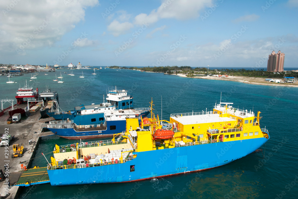 Cargo Ships in Nassau Harbour