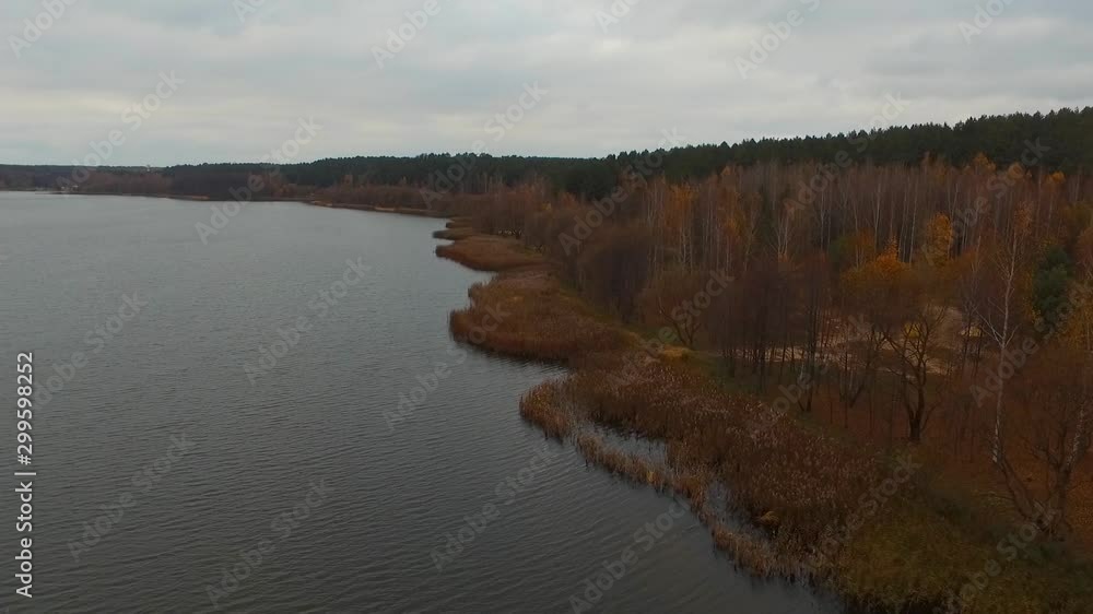 Riverbank in the fall with drone Riverbank in the fall with drone