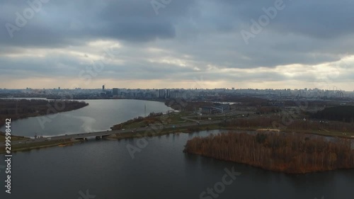 Wallpaper Mural View of the autumn city by the river from the drone Torontodigital.ca