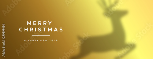 Christmas New Year gold reindeer shadow banner