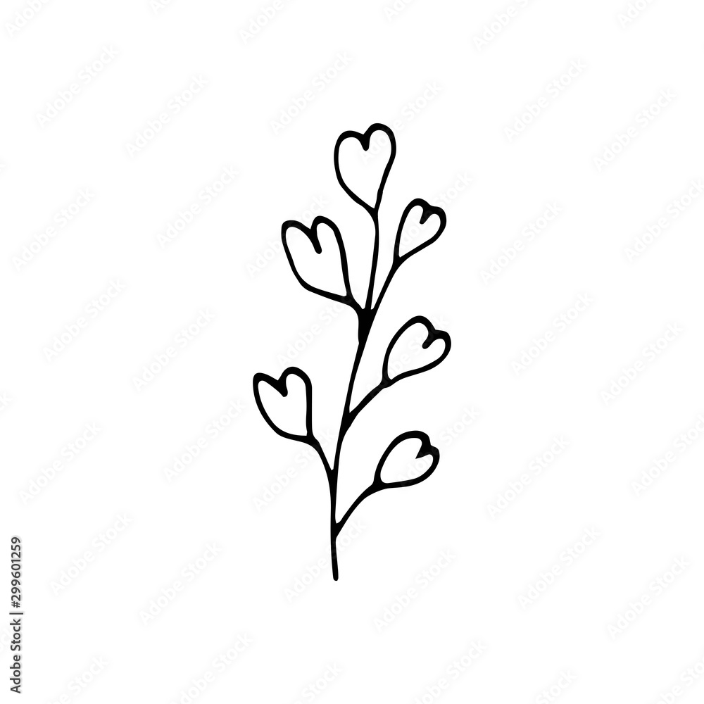 Cute single hand drawn floral elements. Doodle vector illustration for wedding design, logo and greeting card. Cute single hand drawn floral elements. Doodle vector illustration for wedding design, logo and greeting card.