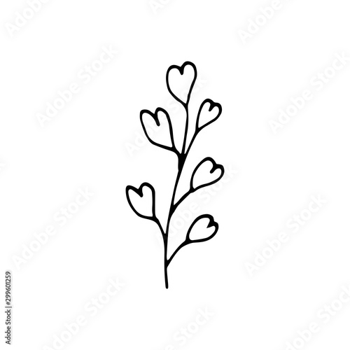 Cute single hand drawn floral elements. Doodle vector illustration for wedding design  logo and greeting card.
