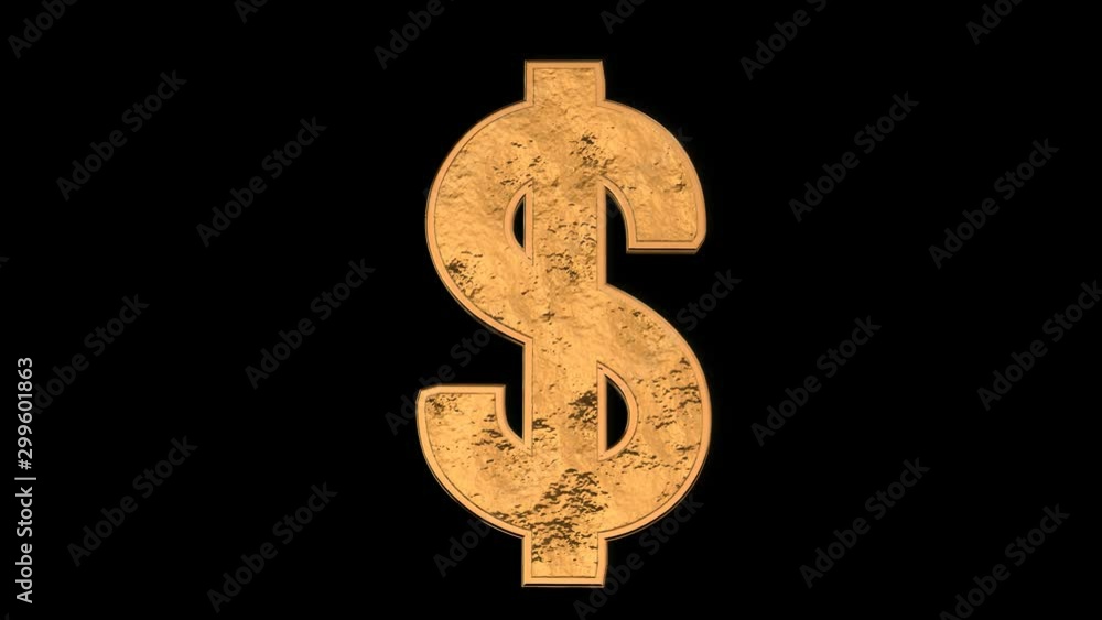 Golden dollar symbol rotating, alpha channel included. Golden dollar symbol rotating, alpha channel included.