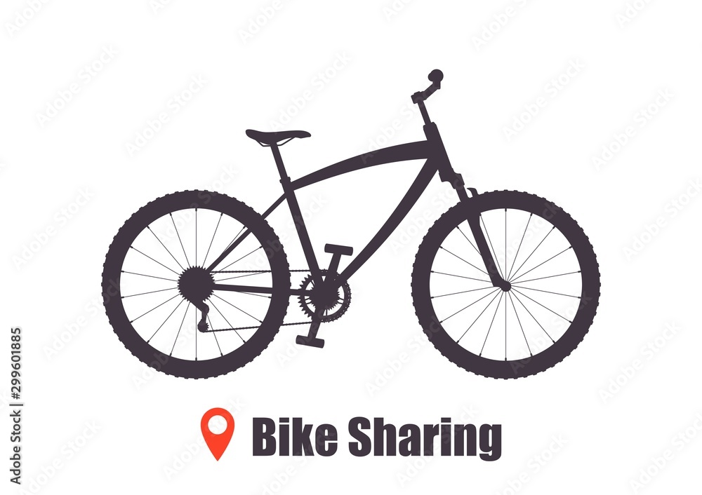 Modern city or mountain bicycle for bike sharing service. Multi-speed sport bicycle for adults. Bike sharing concept illustration, vector. Modern city or mountain bicycle for bike sharing service. Multi-speed sport bicycle for adults. Bike sharing concept illustration, vector.