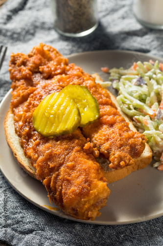 Homemade Nashville Hot Fish with Coleslaw
