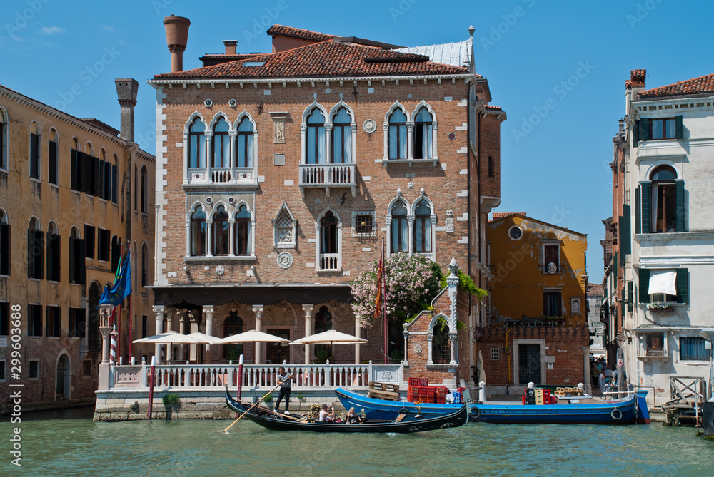 Venice, Italy: Venetian palaces at the Grand Canal, View from Campo San Samuele, Venice, Italy