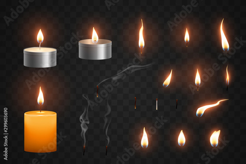 Realistic candle flame and smoke