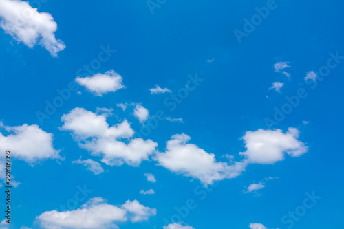 Sky blue or azure sky and white cloud background, beautiful nature on summer