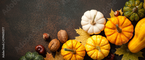 Happy Thanksgiving background with decorative pumpkins
