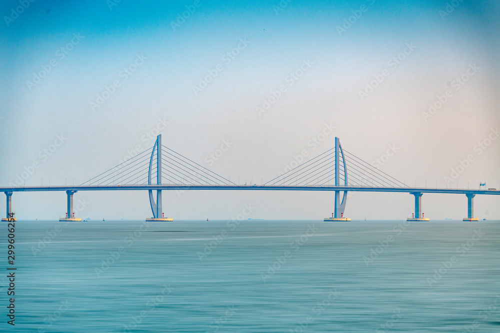 The seaside view of the Zhuhai section of the Hong Kong-Zhuhai-Macao Bridge in China